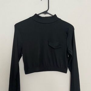 Faux Pocket Ribbed Crop Top